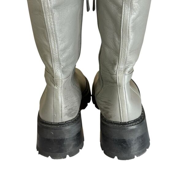 BY FAR Gray Russel Knee‑High Boots EU 41 US 10 Grained Nappa Cement Leather - Picture 10 of 12